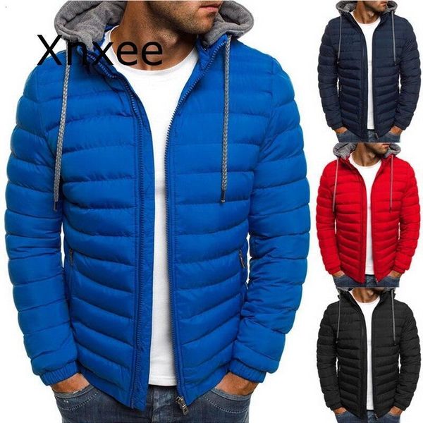 

hooded jas causale rits jackets parka for men streetwear winter clothes, Black