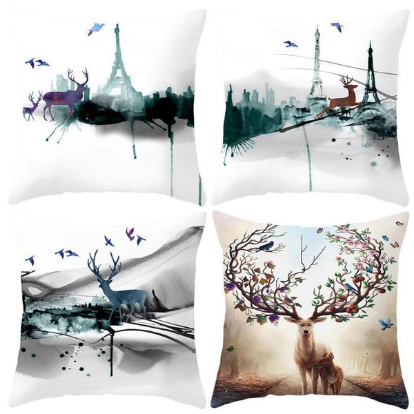 

pillow case animal christmas deer forest printed cushion cover polyester decorative for sofa car chair home decor 45x45cm