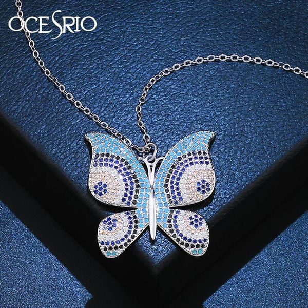 

pendant necklaces ocesrio ethnic large butterfly necklace women cubic zirconia big silver color chain girls boho jewelry femme nke-n88