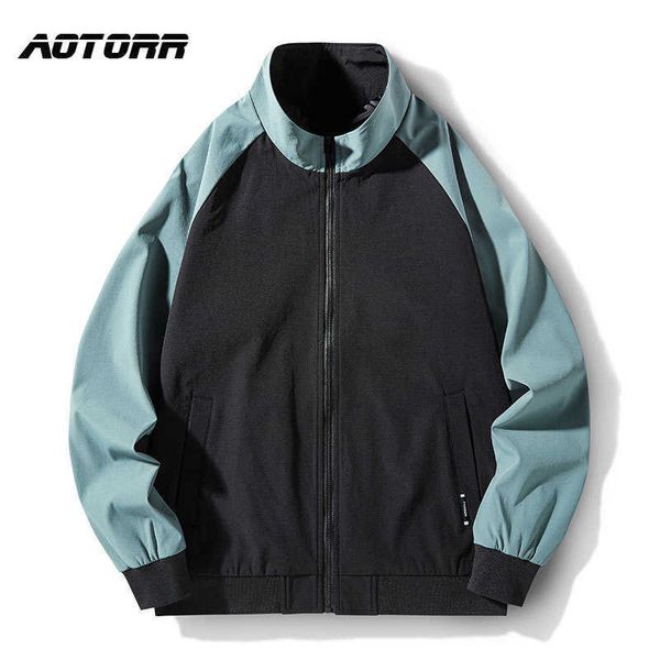 

patchwork baseball jacket men slim casual sports sweatshirts jacket male autumn stand collar coats long sleeve windbreaker 211011, Tan;black