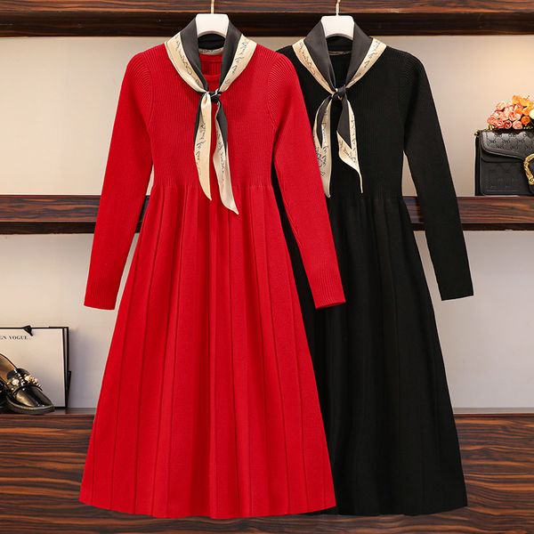 

office handkerchief lady kintting ladies long sleeve high fashion line prom dress plus size warm clothing 2021 6vjx, Black;gray