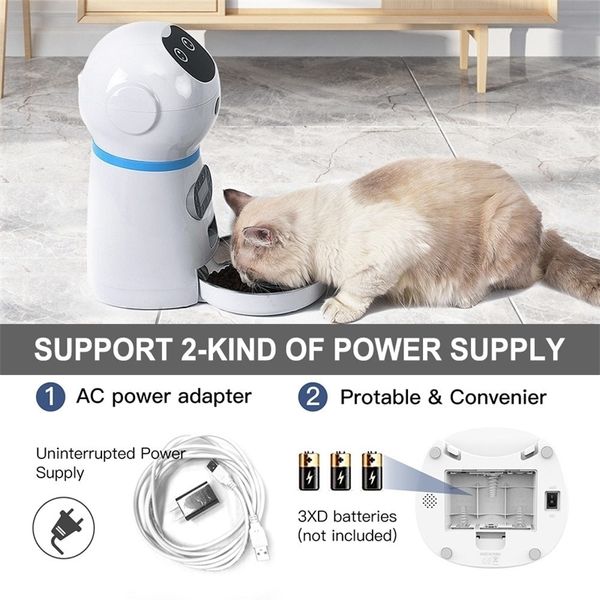 EUA / Reino Unido / UE Controle Programável Programável Auto Cat Dog Food Dispenser Pet Dog Cat Cat Automático Alimentadores Com Bacia de Aço Inoxidável Y200922