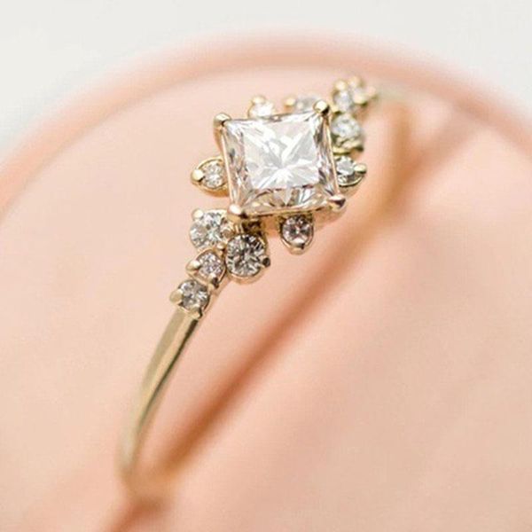 

wedding rings fashion for women crystal cubic zirconia square shape ring jewelry - 145, Slivery;golden