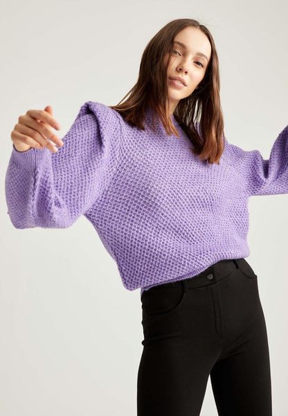 

defacto winter woman tricot relax fit knitwear sweater with padded sleeves jumper pullover warm casual fashion-s5449az20wn, White;black