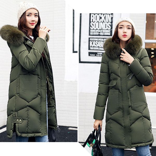 

2021 new women winter jackets down cotton hooded coat plus parkas fashion female fur collar coats etdg, Black