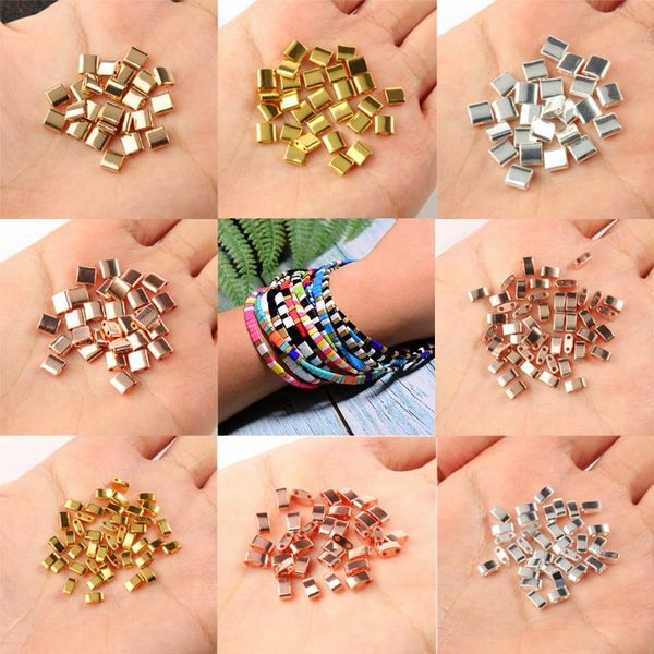 

other natural stone two hole hematite mineral loose spacer beads for jewelry making handmade diy bracelet necklace earrings tila