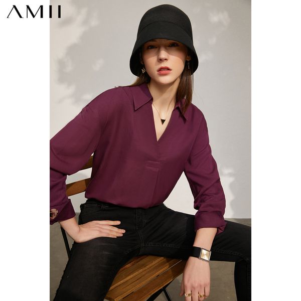 

women's knits & tees blusa feminina formal do minimalista , camisa folgada com gola v sÃ³lida para mulheres, estilo casual, primavera e, White