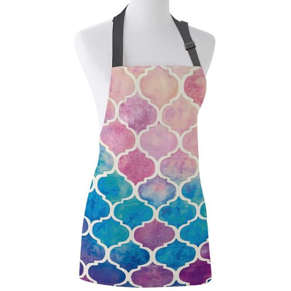 

color morocco geometric checks cooking kitchen apron for woman men chef waiter cafe shop bbq aprons bibs kitchen accessory