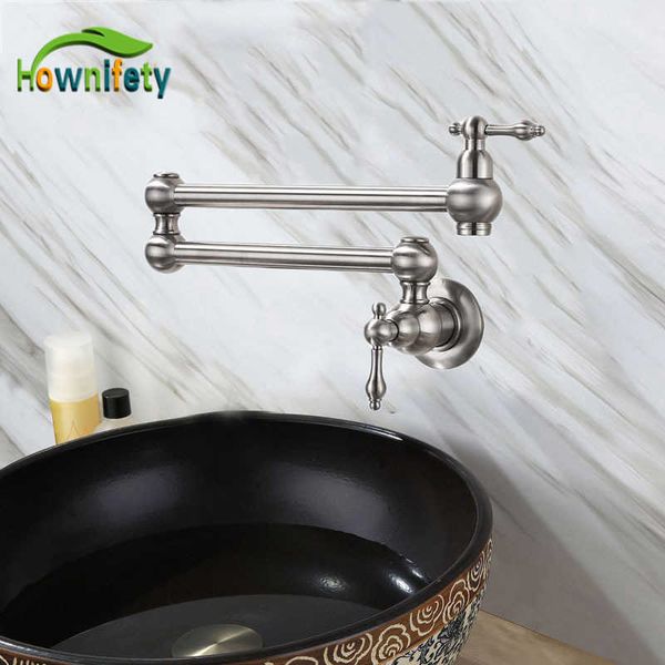 Hownifety ORB/Spazzolato/Cromo/Oro Rubinetto da cucina singolo per acqua fredda a parete con rotazione a un foro Torneira 210719