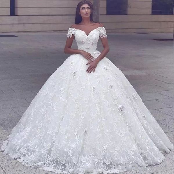 Said Mhamad Arabisches luxuriöses Hochzeitskleid 2022, schulterfrei, ärmellos, bodenlang, Spitze, Perlen, Vestido De Novia, bezaubernde Brautkleider