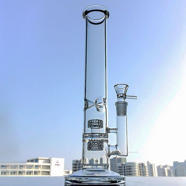 Gerade Rohr-Wasserpfeifen 14 Zoll hohe Bong-Öl-Dab-Rig-Stereo-Matrix-Perc-Glas-Wasserpfeifen 18-Innengelenk 5 mm dicke Bongs mit Schüssel