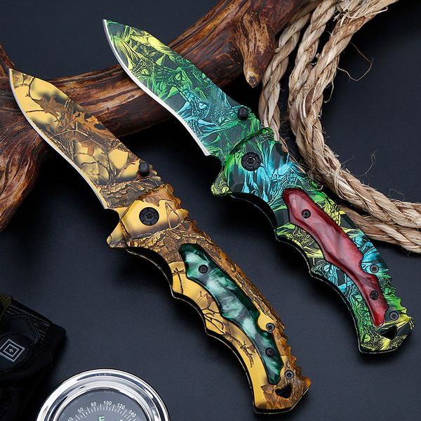 

rich pattern printing knife 2 styles high-hardness folding knife field survival multi-function folding knife dhl free