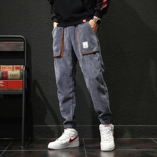 

men's pants 2021 autumn winter plus fleece warm harem casual loose straight mens sweatpants brand male fit trousers, Black