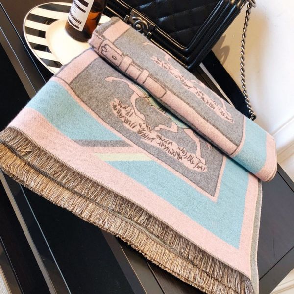 

autumn and winter korean warm imitation cashmere scarf female 2021 new versatile thickened bib carriage pattern shawl, Blue;gray