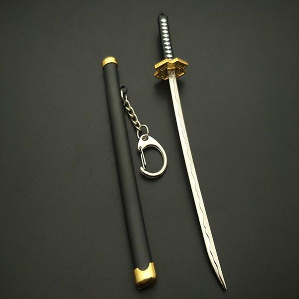 

keychains women men portable 3d gift key ring model sword keychain zinc alloy roronoa zoro collection fashion one piece with scabbard, Silver