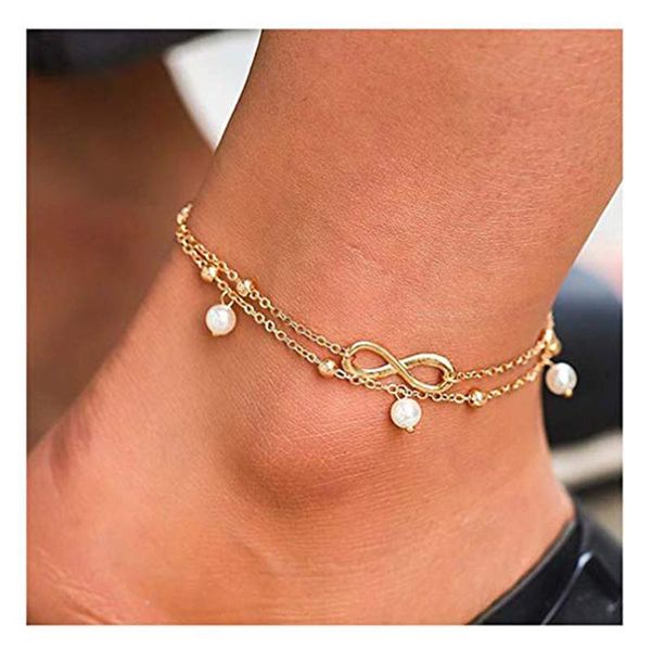 

anklets infinity anklet foot chain beach jewelry bohemian layer woman for her, Red;blue