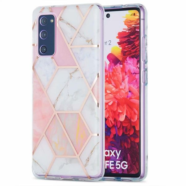 

2.0mm soft imd tpu marble cases for samsung s21 ultra s20 fe plus a21s a51 a71 a42 5g m31 m51 a11 geometric chromed stone rock plating cove