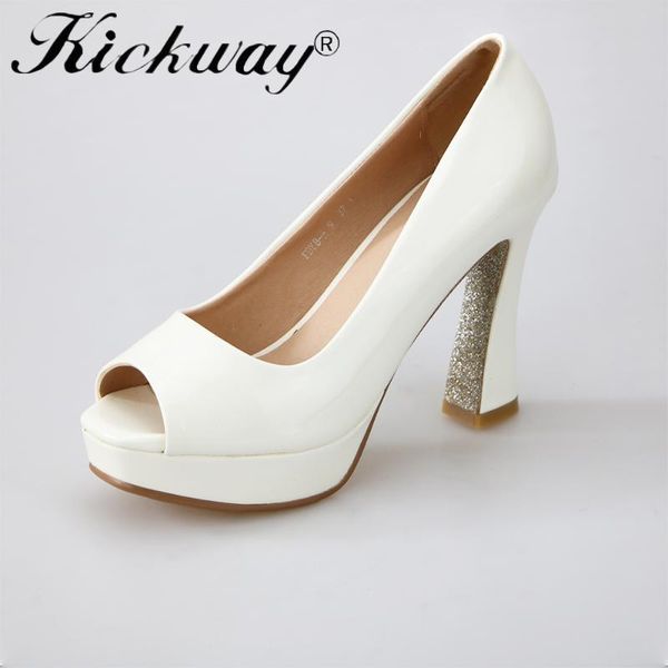 

dress shoes kickway women ladies high heel peep open toe platform 11cm pumps sandals solid fish mouth wholesales, Black