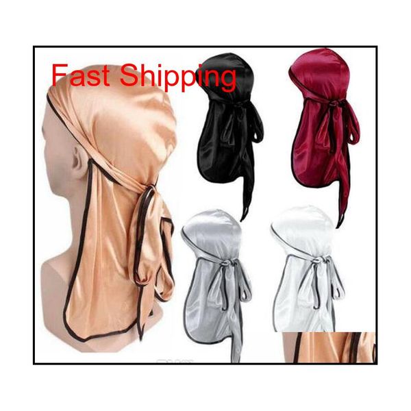 

men women velvet beanies silky durag hat bandanna long tail pirate cap headwear headw jllwon dh_garden, Silver