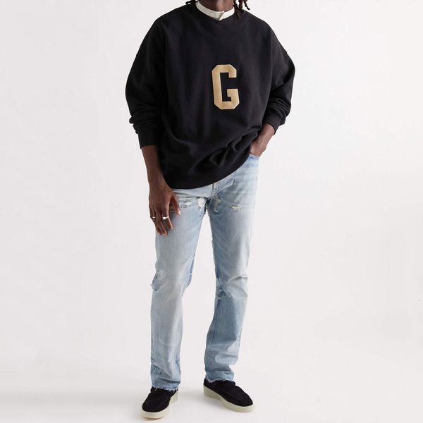 

men's hoodies & sweatshirts grace of god 7th autumn warm high street hip-hop simple round neck sweater ya3q, Black