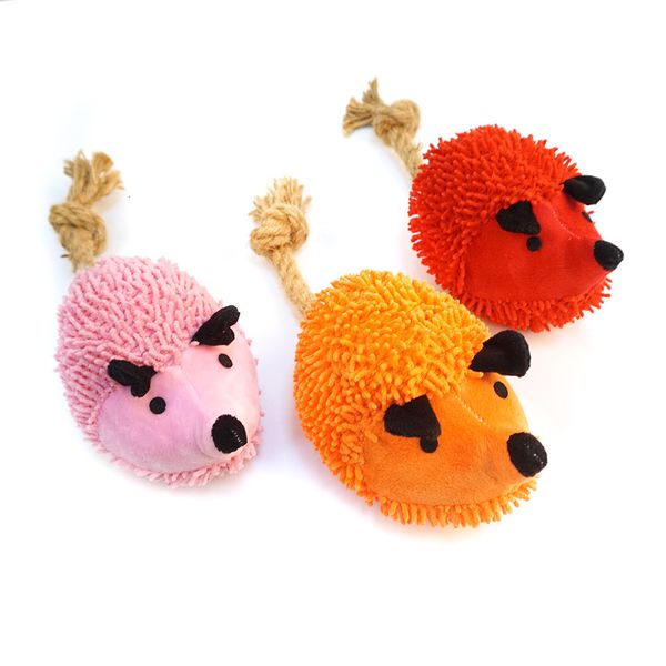 

dog toy pet products bite sound plush with hemp rope hedgehog