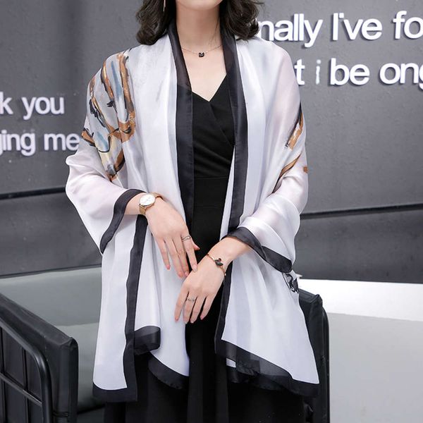 

hangzhou silk are versatile can be used as shawls scarves in summer and spring, Blue;gray