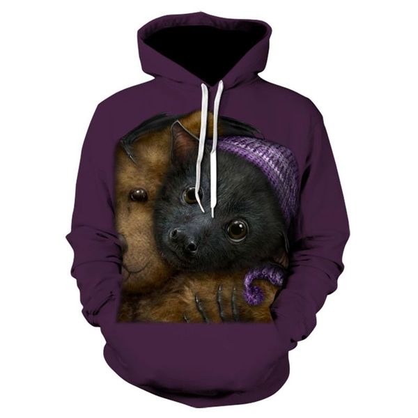 

men's hoodies & sweatshirts 3d printing animal dog sweater hip hop hoodie fashion autumn jacket all-match, Black