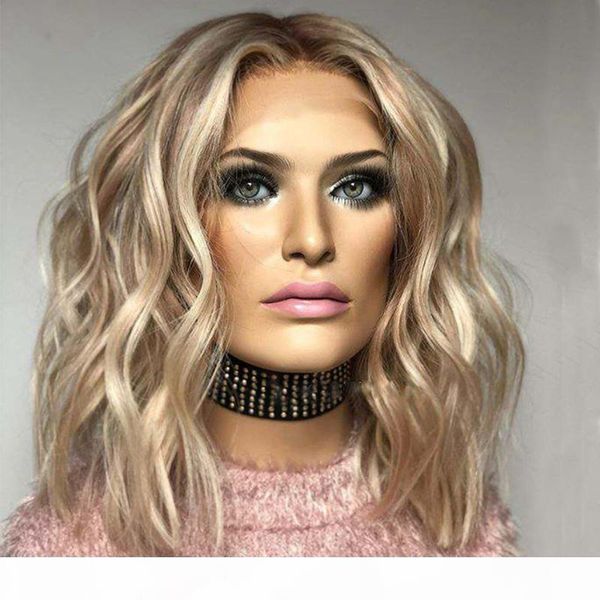 

bob blonde 150density virgin human hair 13x6 lace front wigs for women transparent silk lace front blonde highlight wigs, Black;brown