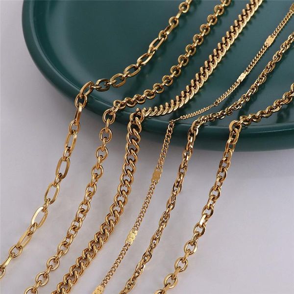

chains modagirl 18k gold rope chain necklace 16'' stainless steel jewelry with lobster clasps findings gifts for her wholesale, Silver