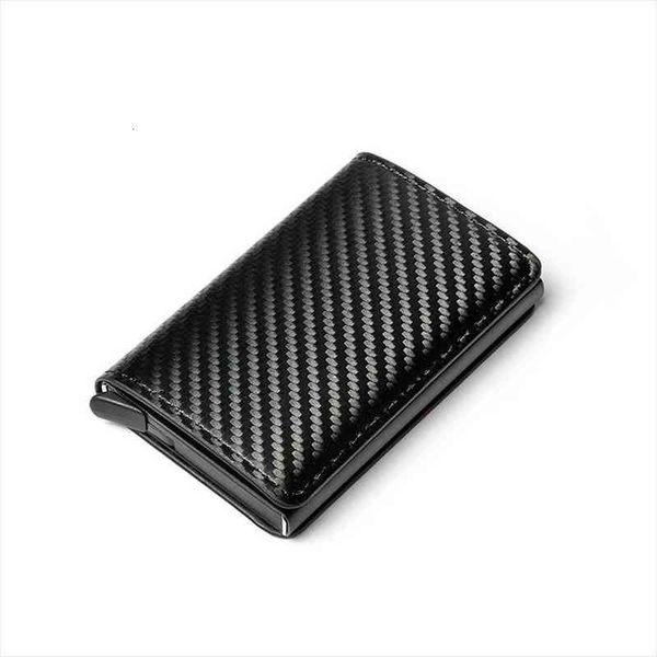 

clutch pop up smart wallet cardbon fiber rfid metal card holder leather aluminum box slim thin case, Red;black