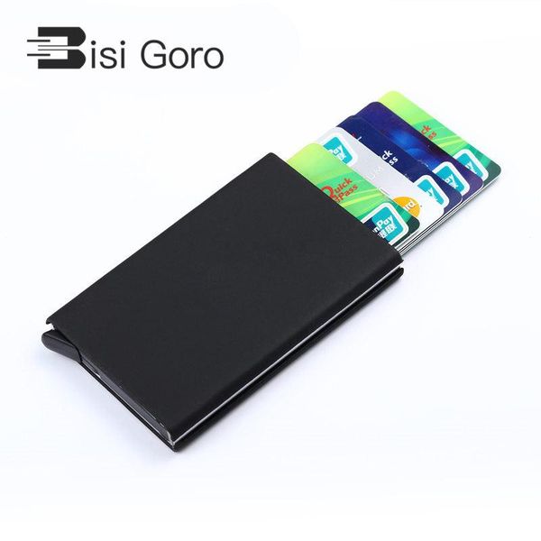 

card holders bisi goro automatic black men case solid slimporta tarjetas aluminium anti rfid protection holder 6 bit, Brown;gray
