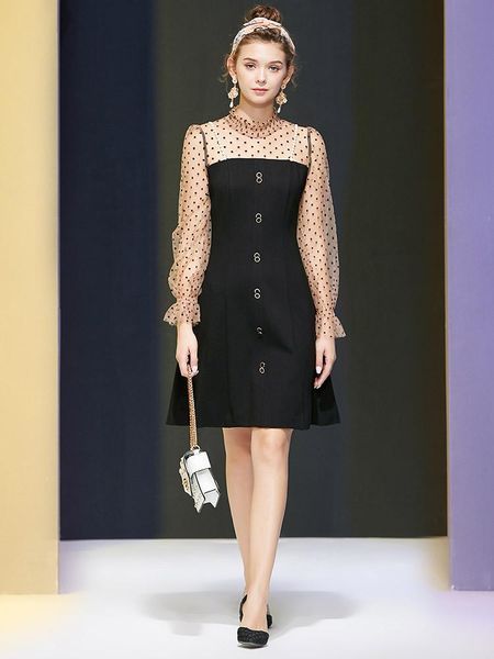 

casual dresses jk10850 fashion women 2021 spring dress luxury european design party style, Black;gray