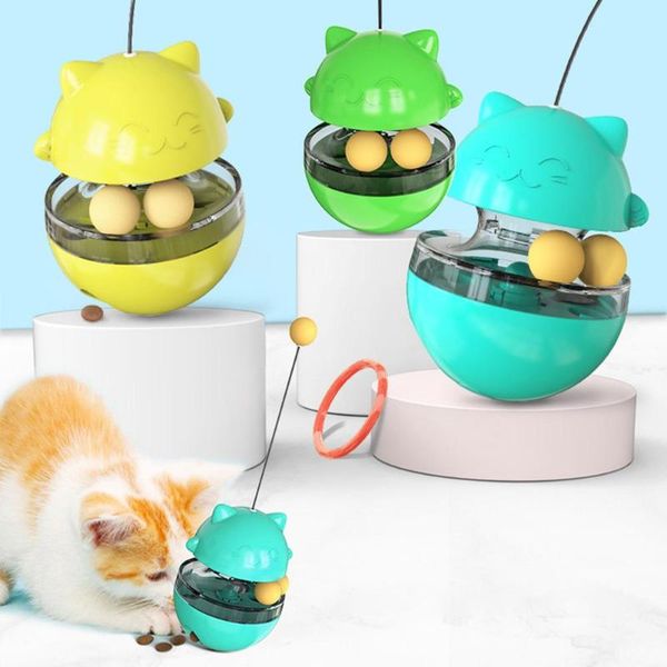 

cat toys kitten funny tumbler slow eating leak dispenser feeder ball teaser toy
