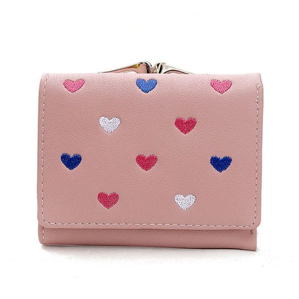 

wallets women wallet female leather purse trifold card coin holder luxury designer short cute embroidered money change purses, Red;black