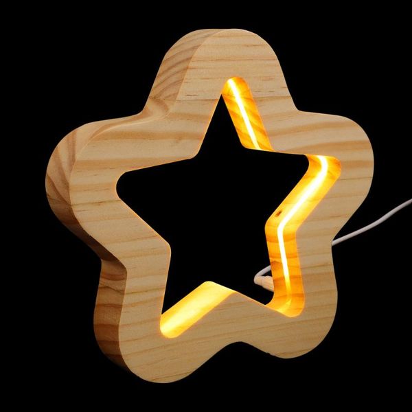 

wall stickers wooden night light decorative star shaped neon usb powered led lamp