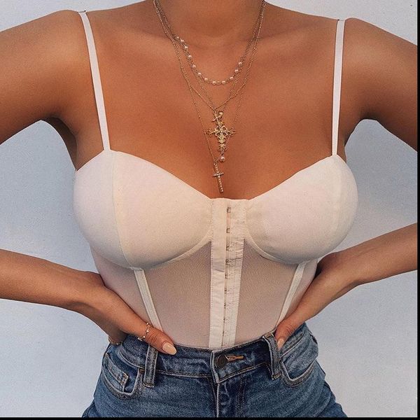 

2021 summer women bodysuit spring fashion casual strap black white party club mesh bodysuit body for women female