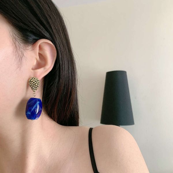 

hbp south korea dongdamen new fashion long personality texture abnormity blue pendant earrings female, Silver