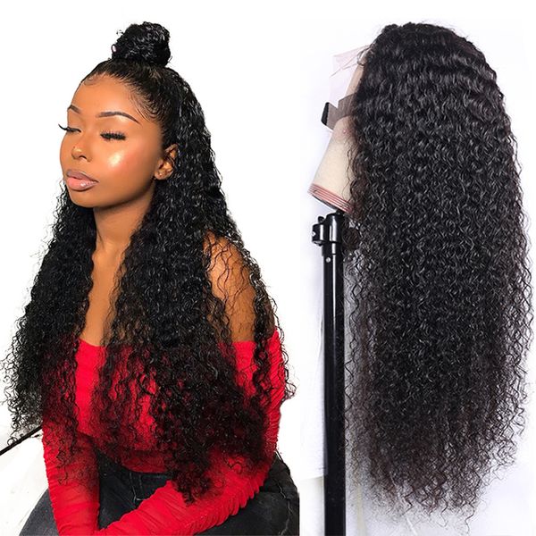 

brazilian13x4 lace front wig hair human curly wig kinky curly human hair wigs for women pre plucked hairline perruque, Black;brown