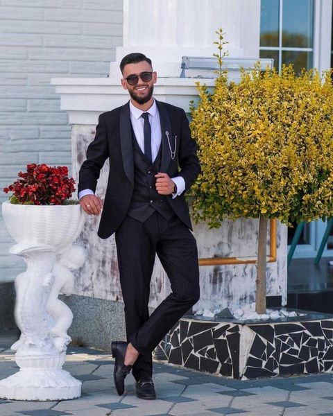 

men's suits & blazers (jacket+pants+vest) black shawl lapel 3 piece groom tuxedos for wedding formal prom suit party evening blazer cus, White;black