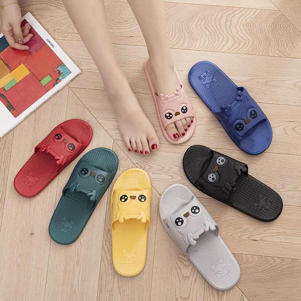 

slippers summer household couple pvc non-slip inflatable bottom bathroom cartoon men and women sandals, Black
