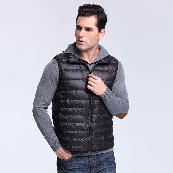 

2021 new mens coats sleeveless jackets 90% short slim down vest stand neck jacket for male vb8q, Black