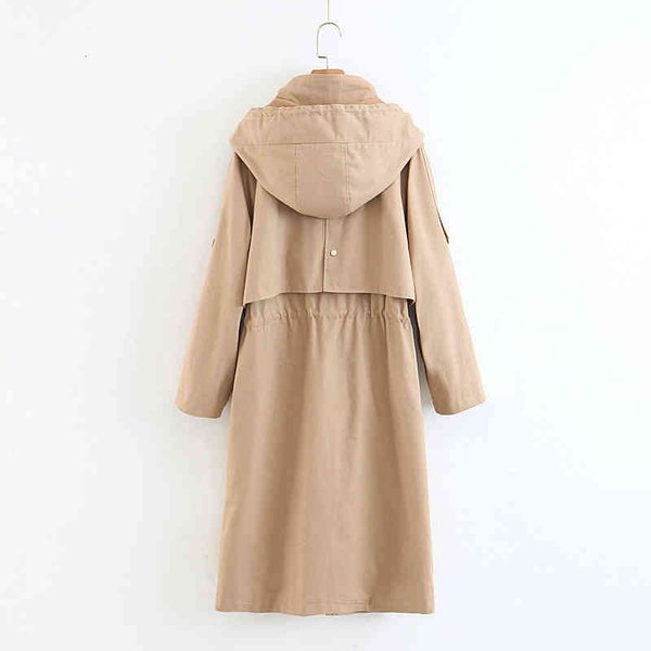 

women's trench coats wixra womens trench laÃ§o-up zÃ­per bÃ¡sico com capuz casual cÃ¡qui casaco longo chique feminino blusÃ£o outerwear uj2i, Tan;black