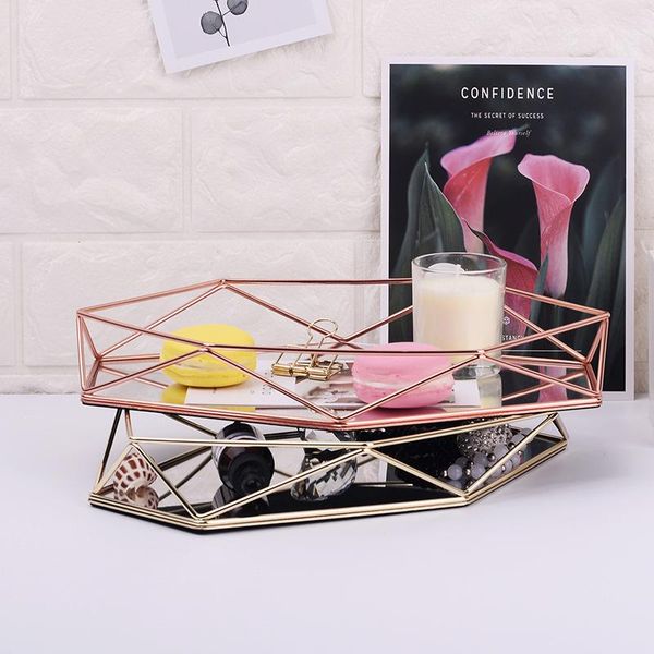 

storage boxes & bins yolala nordic style glass copper geometry hexagon basket simplicity home organizer for jewelry necklace
