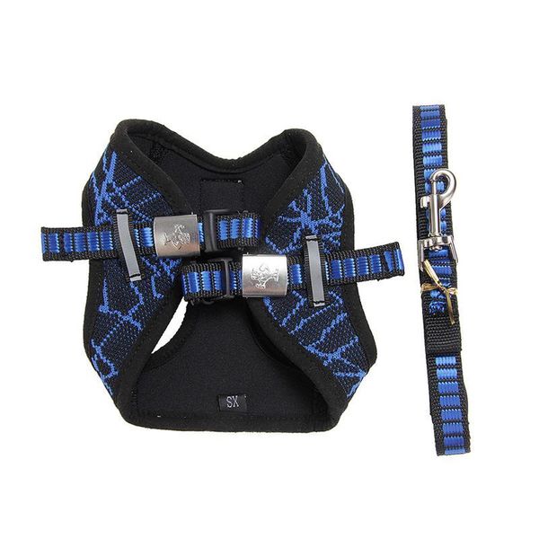 

dog collars & leashes reflective pet harnesses portable pulling strap cat harness creative chest (blue set, size l)