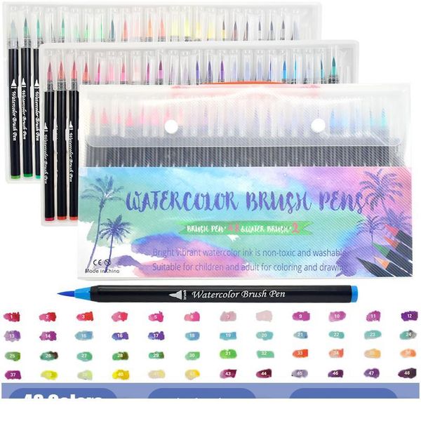

watercolor brush pen markery manga copic markers 20/24/48/72 colored art markers sketchbooks for drawing stationery qylnzr