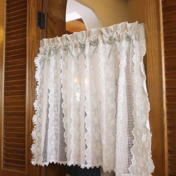 

curtain & drapes nordic cotton and linen splicing pastoral art door half