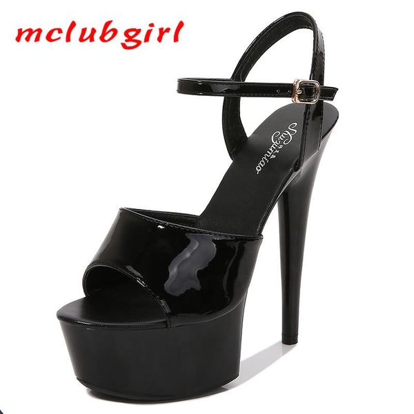 

dress shoes mclubgirl 2021 fashion women super high heels sandals beautiful high-heeled black waterproof 15cm lfd