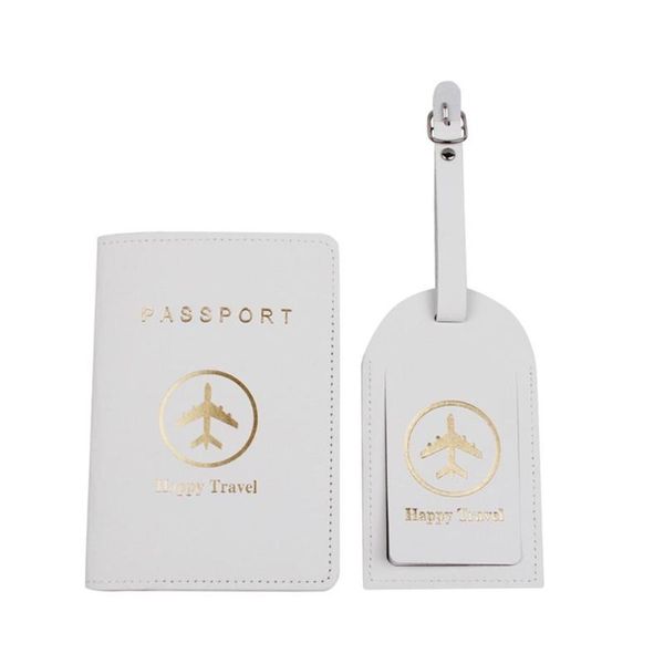 

card holders l5ya portable happy travel passport cover with luggage tags holder case protector, Brown;gray