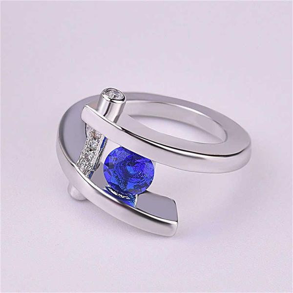 

wedding rings blue ring for women bride engagement jewelry, Slivery;golden
