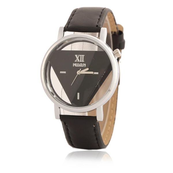 

wristwatches 2021 signature skeleton triangle dial women watch leather band female quartz wrist analog relogio feminino clock, Slivery;brown